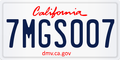 CA license plate 7MGS007