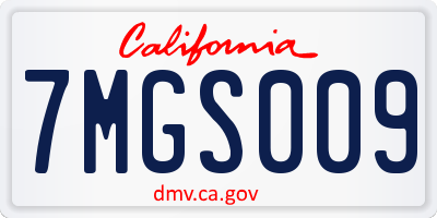 CA license plate 7MGS009