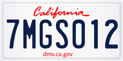 CA license plate 7MGS012