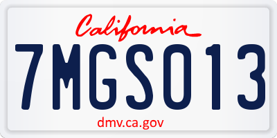 CA license plate 7MGS013
