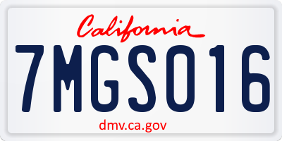 CA license plate 7MGS016