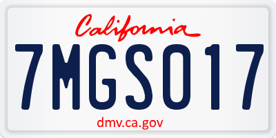 CA license plate 7MGS017