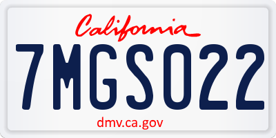 CA license plate 7MGS022