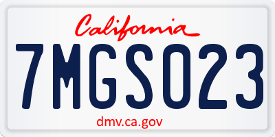 CA license plate 7MGS023