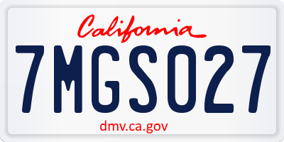 CA license plate 7MGS027