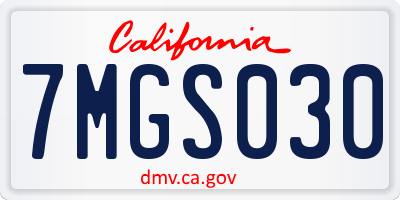 CA license plate 7MGS030