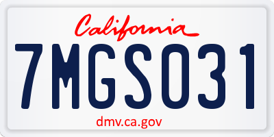 CA license plate 7MGS031
