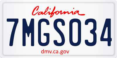 CA license plate 7MGS034