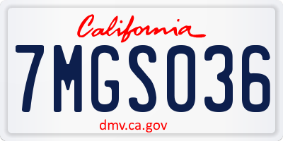 CA license plate 7MGS036