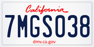 CA license plate 7MGS038