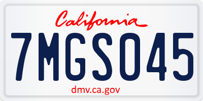 CA license plate 7MGS045