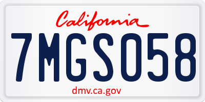 CA license plate 7MGS058