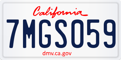 CA license plate 7MGS059