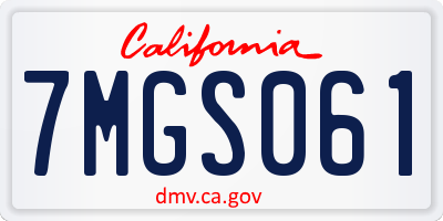 CA license plate 7MGS061