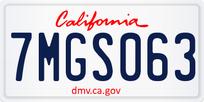 CA license plate 7MGS063