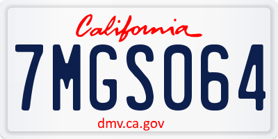 CA license plate 7MGS064