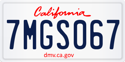 CA license plate 7MGS067