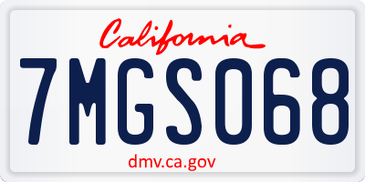 CA license plate 7MGS068