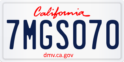 CA license plate 7MGS070