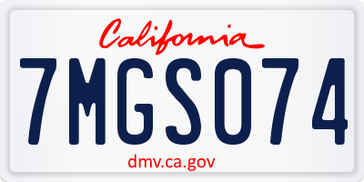 CA license plate 7MGS074