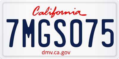 CA license plate 7MGS075