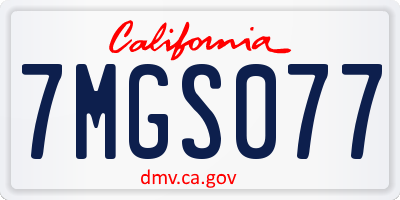 CA license plate 7MGS077
