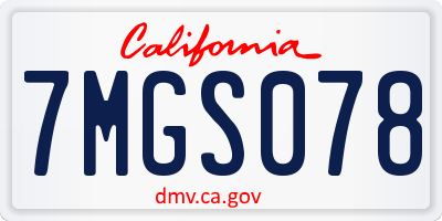 CA license plate 7MGS078