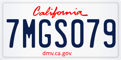 CA license plate 7MGS079