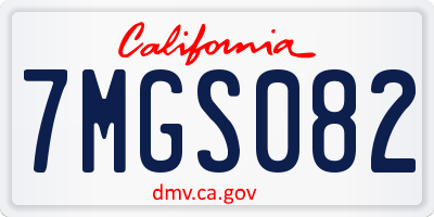 CA license plate 7MGS082