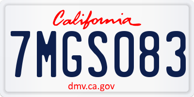 CA license plate 7MGS083
