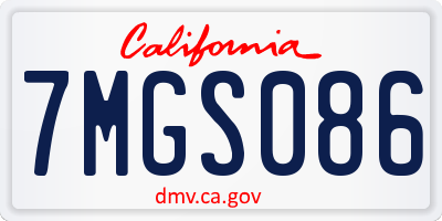 CA license plate 7MGS086