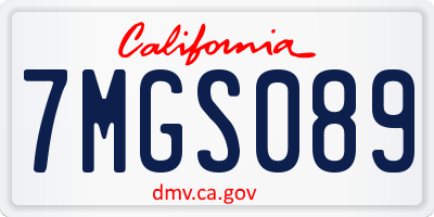 CA license plate 7MGS089