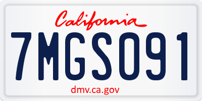 CA license plate 7MGS091