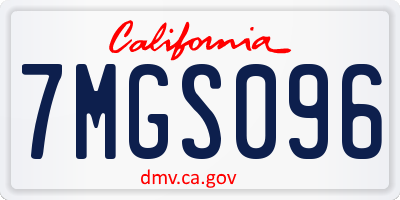 CA license plate 7MGS096