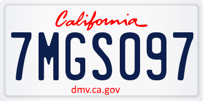 CA license plate 7MGS097