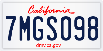 CA license plate 7MGS098