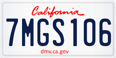 CA license plate 7MGS106