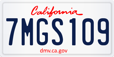 CA license plate 7MGS109