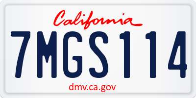 CA license plate 7MGS114