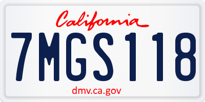 CA license plate 7MGS118