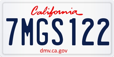 CA license plate 7MGS122