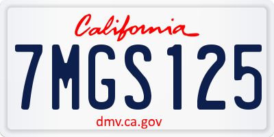 CA license plate 7MGS125