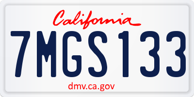 CA license plate 7MGS133