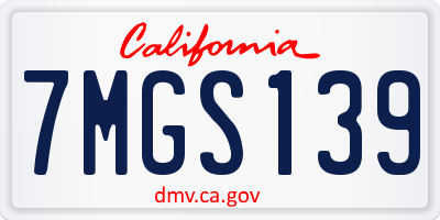CA license plate 7MGS139