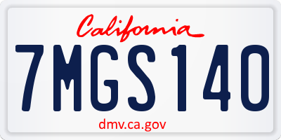 CA license plate 7MGS140