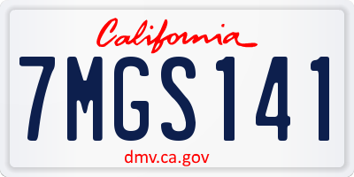 CA license plate 7MGS141