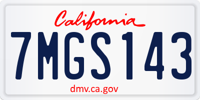 CA license plate 7MGS143