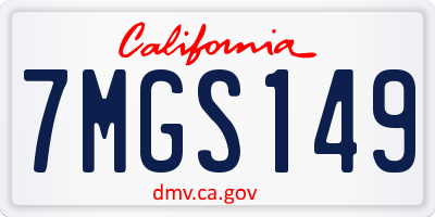 CA license plate 7MGS149
