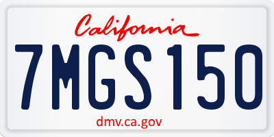 CA license plate 7MGS150