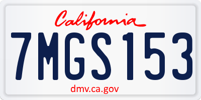 CA license plate 7MGS153